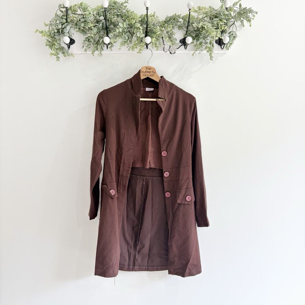 Poetry Clothing Brown Button Front trench Jacket VV 3746 lagenlook minimalist